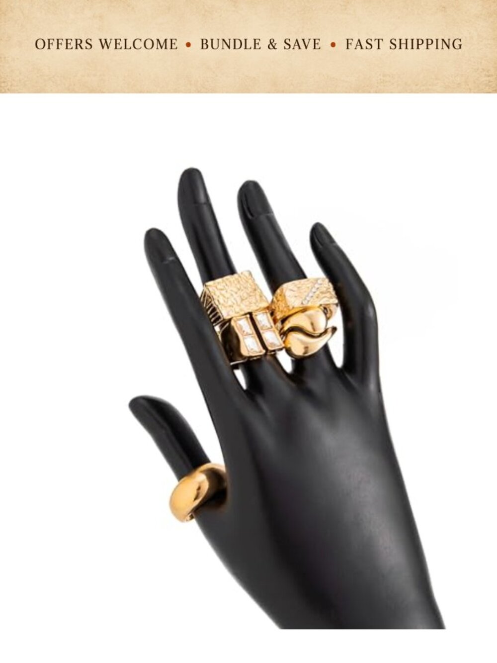Chunky Gold Alloy Statement Rings Stackable Knuckle Rings for Women - Picture 6 of 6